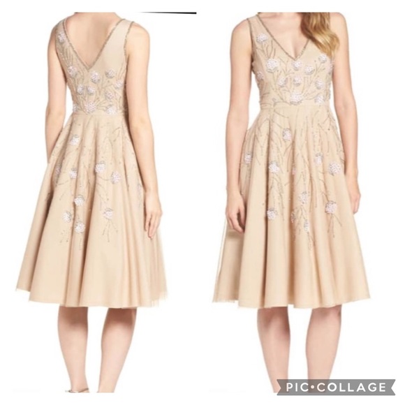 Adrianna Papell beaded floral bloom midi dress - Picture 2 of 15